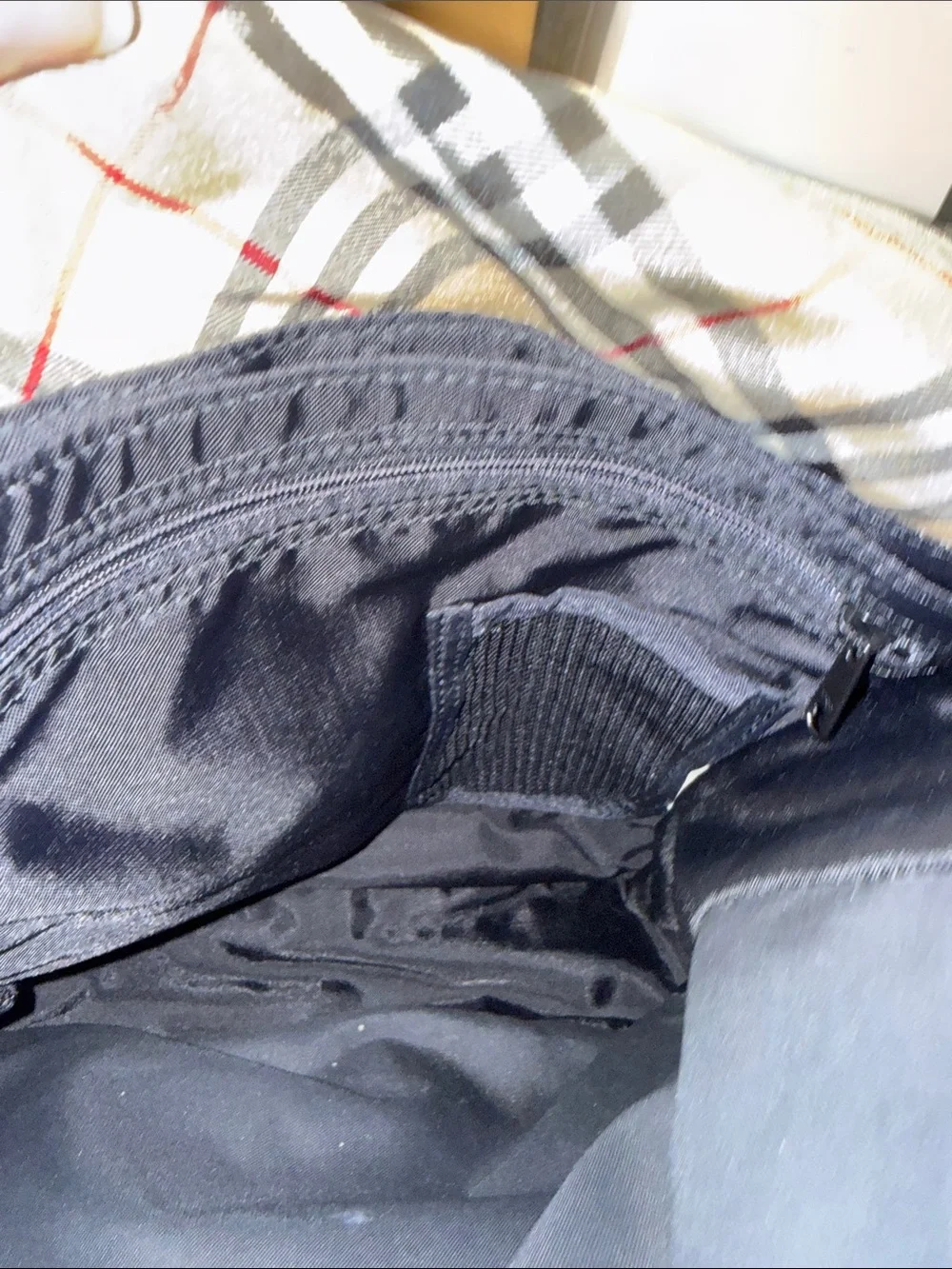 Burberry Blue Denim Messenger Bag with Beige Check Strap
